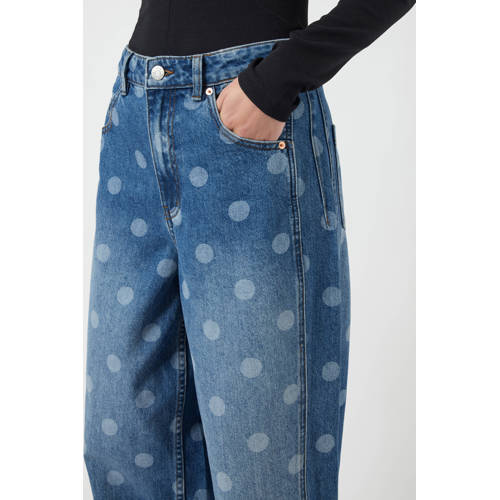 Y.A.S high waist barrel jeans met stippen medium blue denim afbeelding