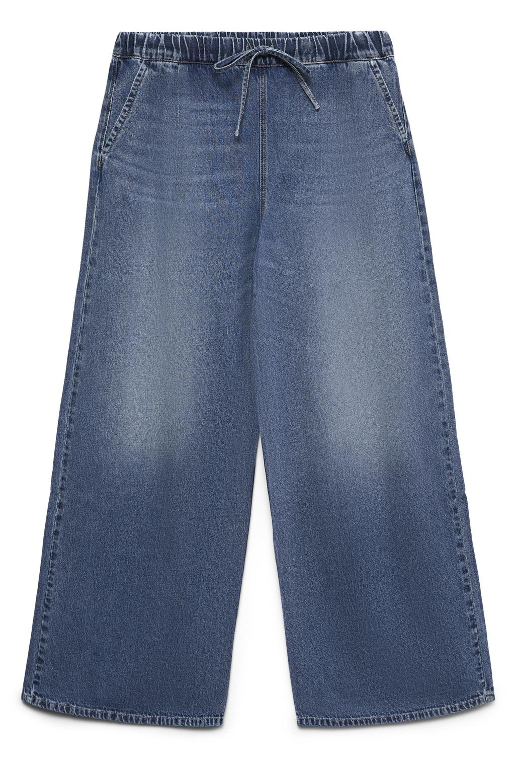 Medium blue denim dames VERO MODA wide leg jeans van denim met effen