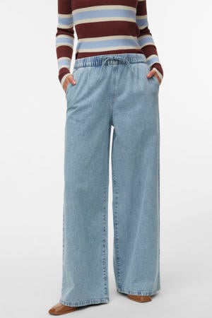 wide leg jeans light blue denim