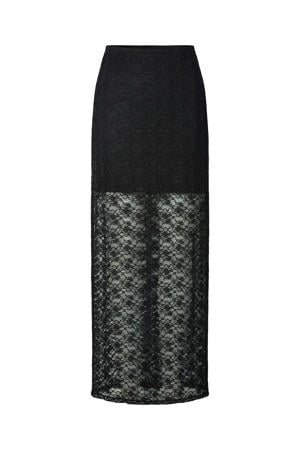 kanten midi rok zwart