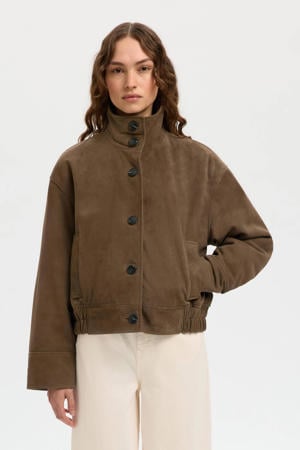 suede jack donkerbruin