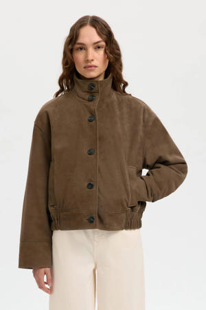 suede jack donkerbruin