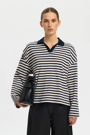 gestreepte polo donkerblauw