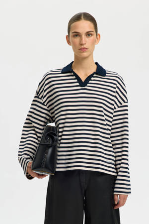 gestreepte polo donkerblauw