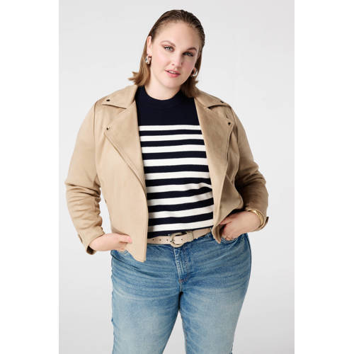 MS Mode imitatieleren bikerjack zand afbeelding