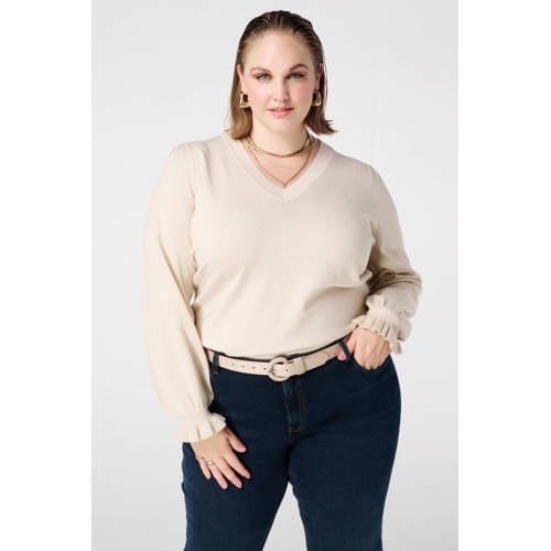 MS Mode gebreide trui ecru met lurex afbeelding