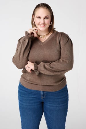 gebreide trui bruin met lurex