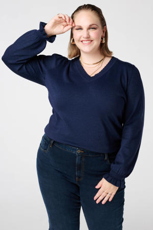 gebreide trui donkerblauw met lurex