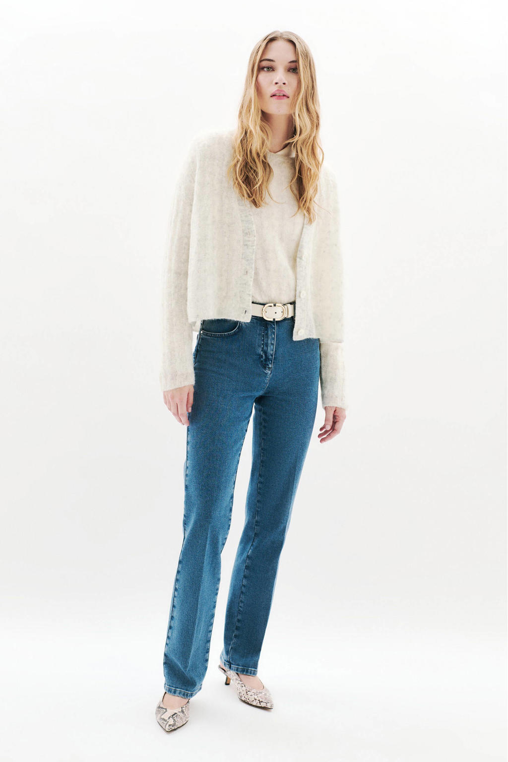 Caroll gebreid vest ecru met kabels