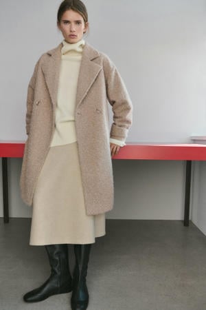 bouclé manteljas beige
