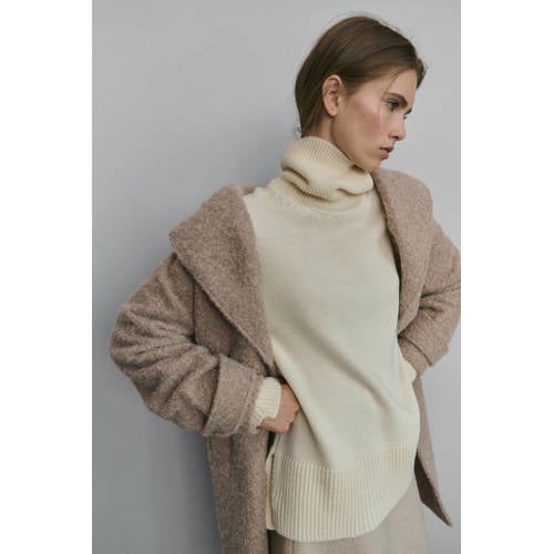 Mango bouclé manteljas beige afbeelding