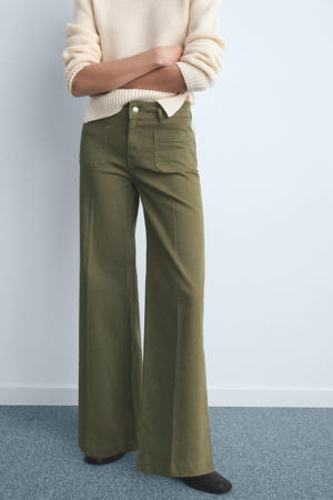 wide leg high waist jeans kaki