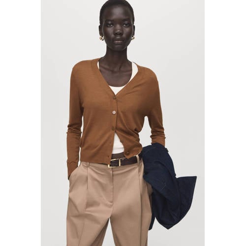 Mango gebreid vest bruin afbeelding
