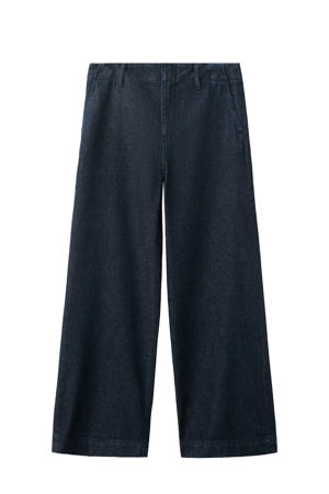 denim wide leg regular waist broek dark blue denim