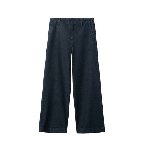 Mango denim wide leg regular waist broek dark blue denim afbeelding
