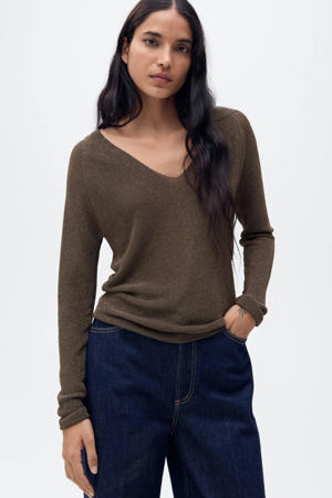 pullover donkerbruin met glitter