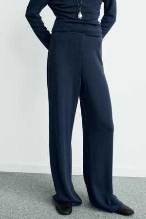 high waist casual broek donkerblauw