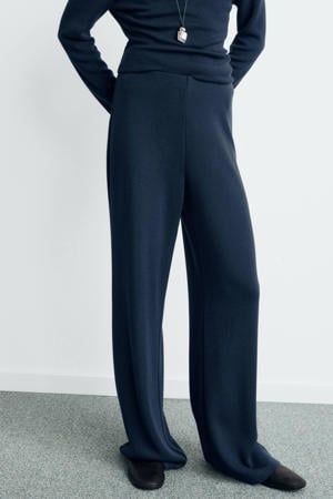 high waist casual broek donkerblauw