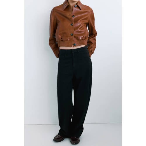 Mango low waist barrel jeans dark blue denim afbeelding