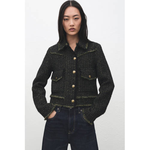 Mango tweed jasje donkergroen afbeelding