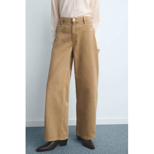 Mango high waist barrel jeans camel afbeelding