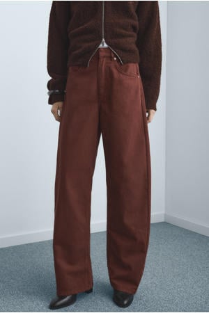 high waist barrel jeans roodbruin