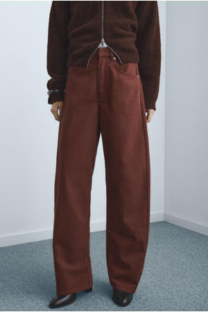 high waist barrel jeans roodbruin