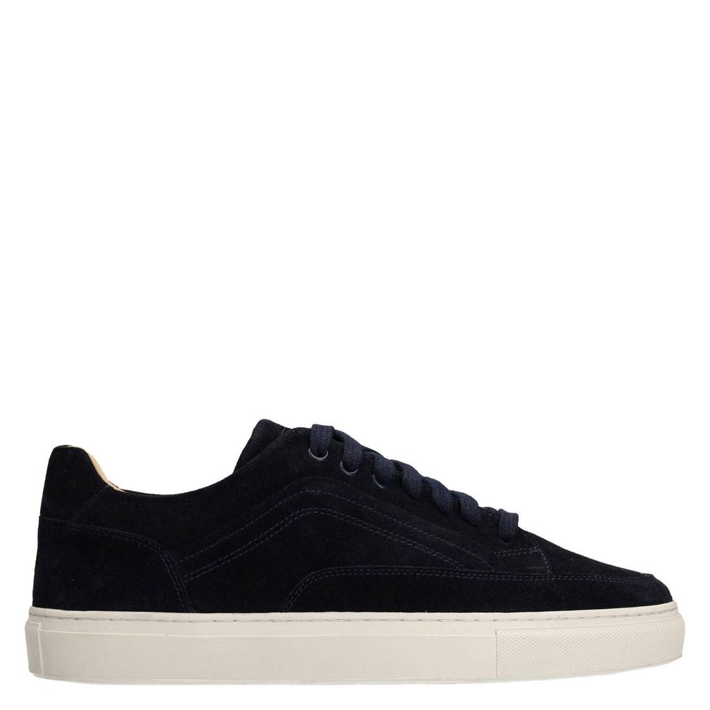 Donkerblauwe heren Manfield suède sneakers met veters