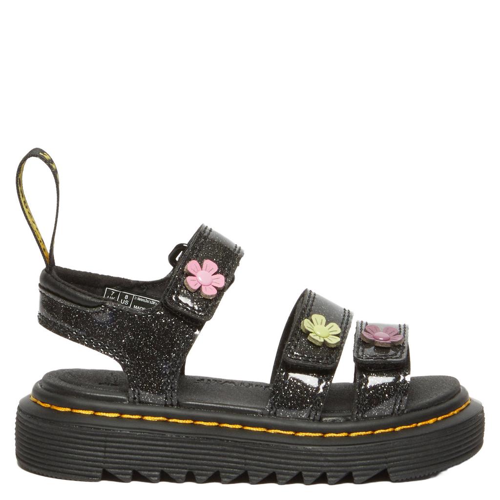 Zwarte meisjes Dr. Martens sandalen glitter van imitatieleer