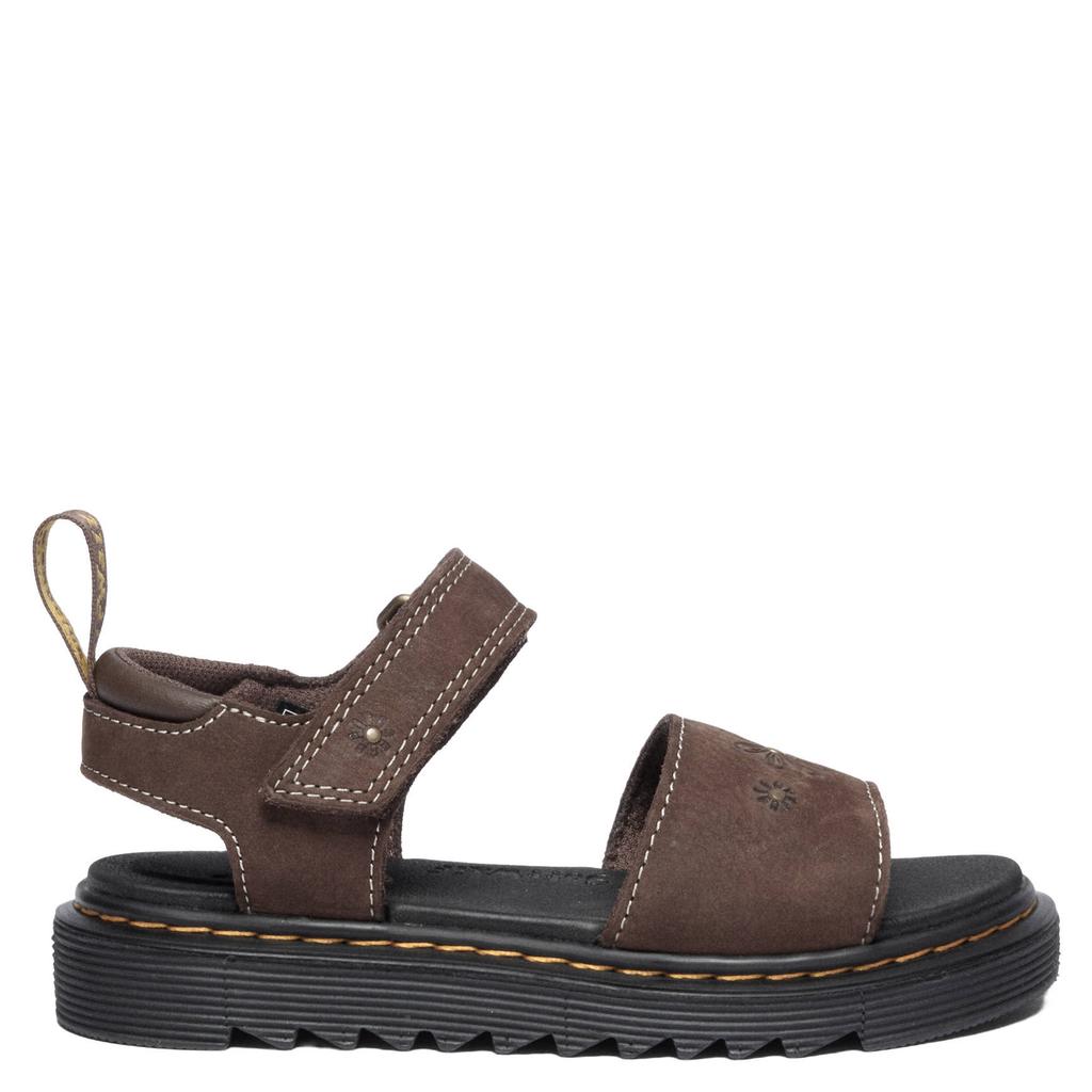 Bruine meisjes Dr. Martens nubuck sandalen schoolkind met klittenband