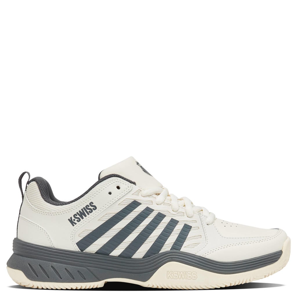 Wit, zwart en grijze heren K-Swiss Court Express 2 Clay van imitatieleer/voering: mesh/voetbed: eva met veters
