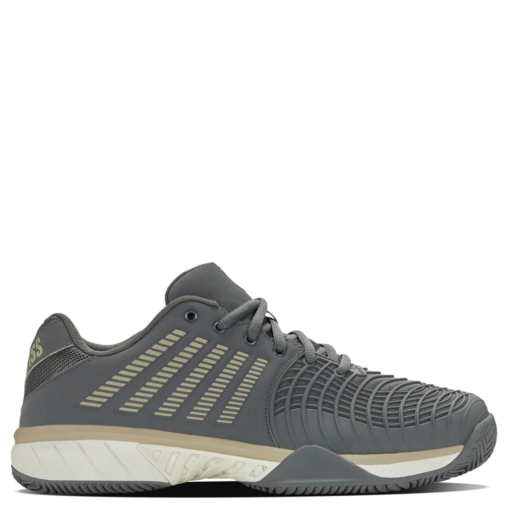 Grijs en beige heren K-Swiss Express Light 3 Clay tennisschoenen van mesh-pu/voering: mesh/voetbed: eva met veters