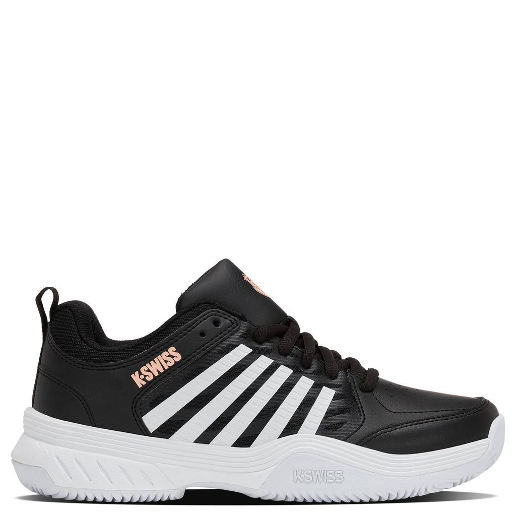 Zwart en witte heren K-Swiss Court Express 2 Clay tennisschoenen van imitatieleer/voering: mesh/voetbed: eva met veters