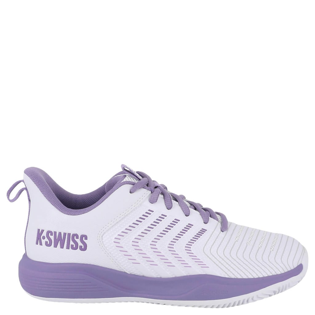 Wit en paarse heren K-Swiss Ultrashot Light Clay tennisschoenen van mesh-pu/voering: mesh/voetbed: eva met veters