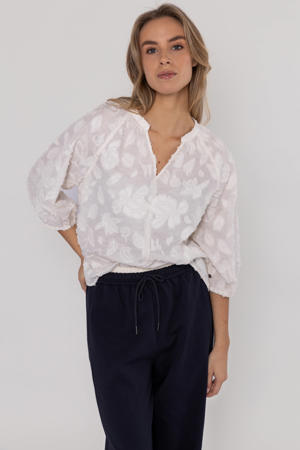 gebloemde blousetop ecru