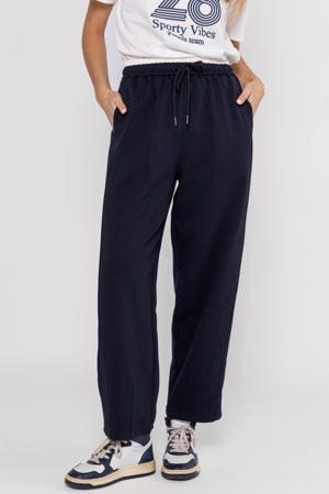 jersey high waist casual broek donkerblauw