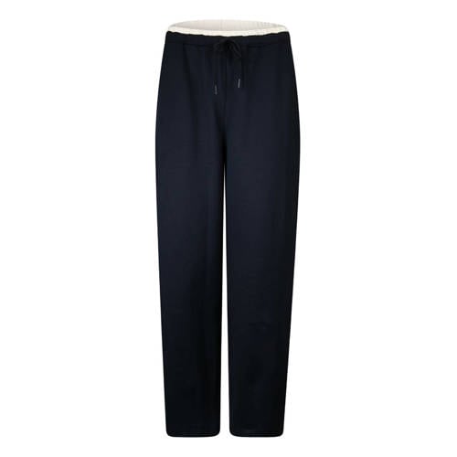 Poools jersey high waist casual broek donkerblauw afbeelding