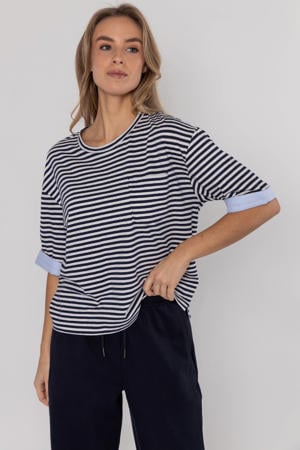 gestreepte T-shirt donkerblauw