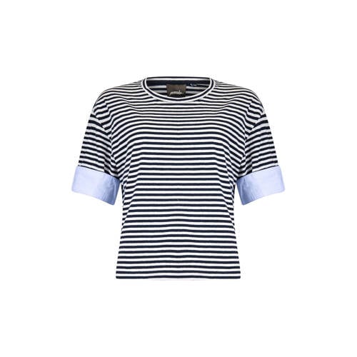 Poools gestreepte T-shirt donkerblauw afbeelding