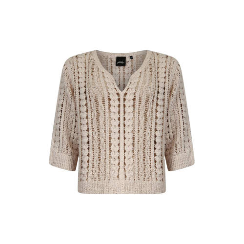 Poools gebreide trui beige afbeelding