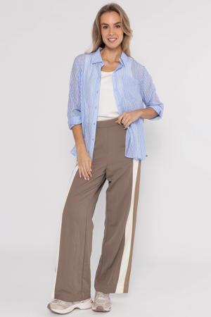 gestreepte blouse met stippen lichtblauw