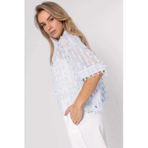 Poools blouse lichtblauw afbeelding