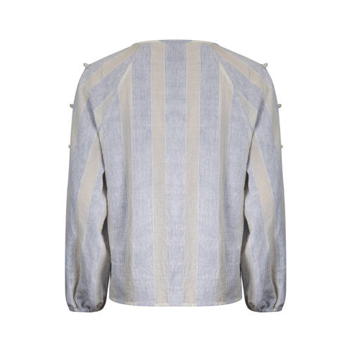 Poools gestreepte blouse lichtblauw afbeelding