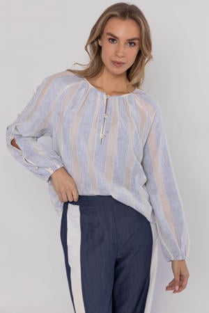 gestreepte blouse lichtblauw