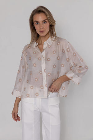 blouse met stippen zalm