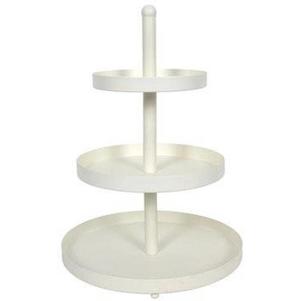 Cookinglife Etagère metaal creme ø 20, 25 & 30 cm - 3-laags - 55 cm hoog
