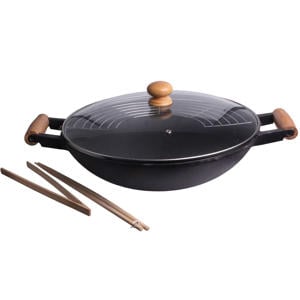 Wokpan met deksel & kookgerei ø 36 cm / 6.5 Liter - standaard anti-aanbaklaag