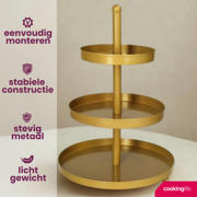 thumbnail: Cookinglife Etagère metaal / goud ø 15, 20 & 25 cm - 3-laags - 35 cm hoog