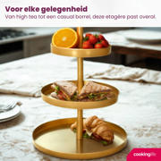 thumbnail: Cookinglife Etagère metaal / goud ø 15, 20 & 25 cm - 3-laags - 35 cm hoog