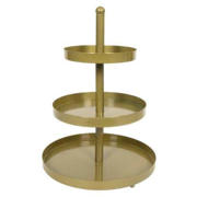 thumbnail: Cookinglife Etagère metaal / goud ø 15, 20 & 25 cm - 3-laags - 35 cm hoog